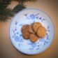 HELGOLÄNDER-Lebkuchenplätzchen auf einem blau-weißen Teller.